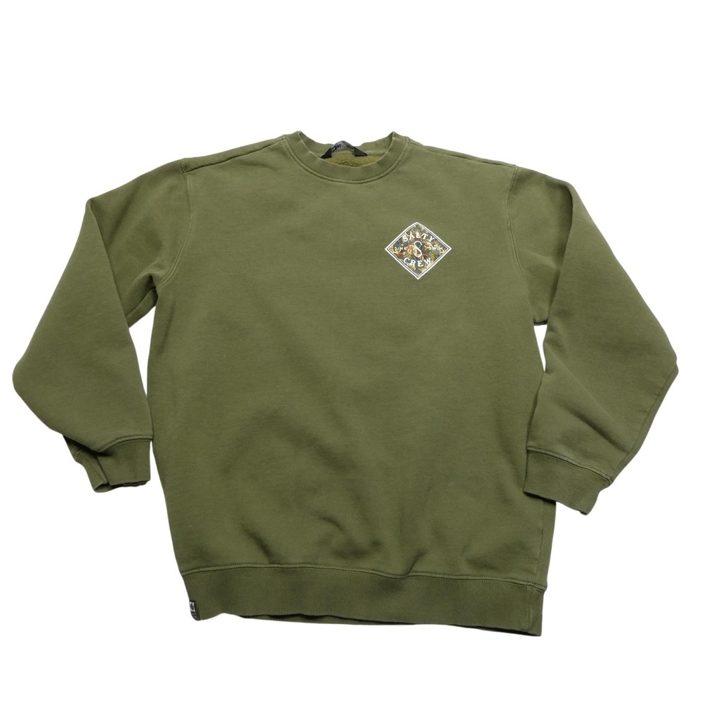 Salty Crew Sweatshirt Womens M Green Sink‎ Swim Logo Crewneck Fleece Pullover